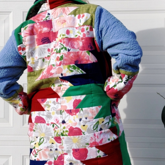 Handmade Quilted Floral Patchwork Multicolor Jacket - Picture 6 of 13